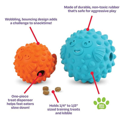 Brightkins Pufferfish Treat Dispenser Interactive Dog Toy | Barks & Bunnies