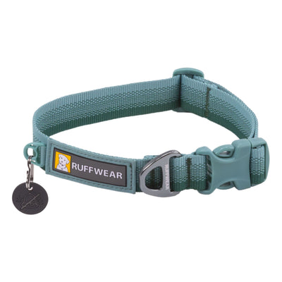 Ruffwear Front Range Dog Collar in River Rock Green, studio shot on white background