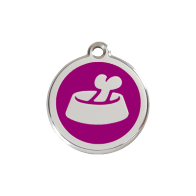 Red Dingo Bone in Bowl Dog Tag, Enamel Pet Tag UK | Barks & Bunnies