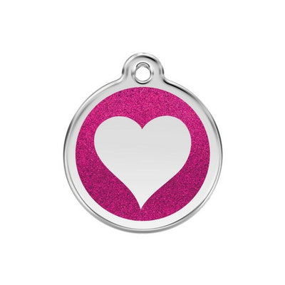 Red Dingo Glitter Heart Dog Tag, Enamel Pet Tag UK | Barks & Bunnies