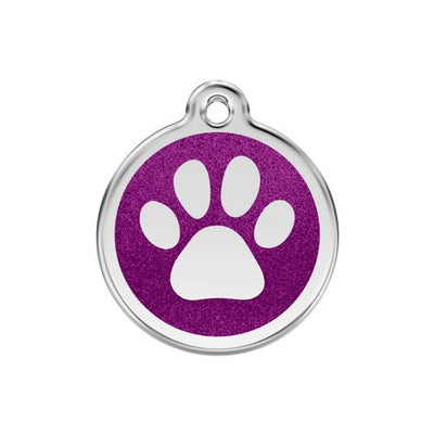 Red Dingo Glitter Paw Print Dog Tag, Enamel Pet Tag UK | Barks & Bu...
