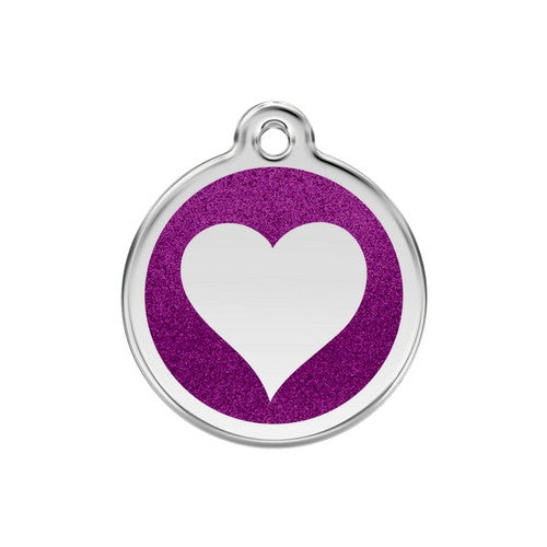 Red Dingo Glitter Heart Dog Tag, Enamel Pet Tag UK | Barks & Bunnies