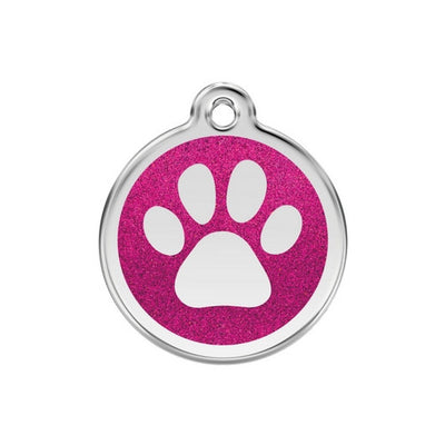 Red Dingo Glitter Paw Print Dog Tag, Enamel Pet Tag UK | Barks & Bu...