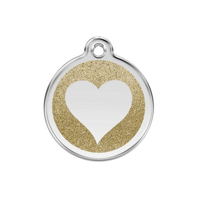 Red Dingo Glitter Heart Dog Tag, Enamel Pet Tag UK | Barks & Bunnies
