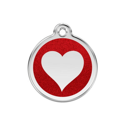 Red Dingo Glitter Heart Dog Tag, Enamel Pet Tag UK | Barks & Bunnies