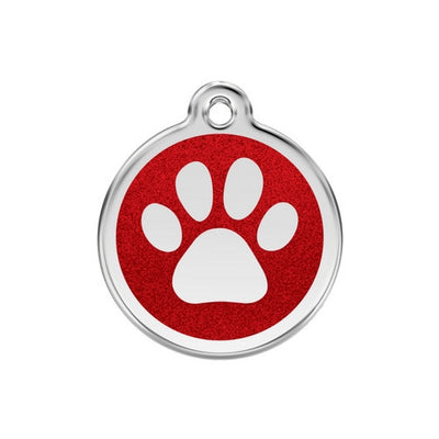 Red Dingo Glitter Paw Print Dog Tag, Enamel Pet Tag UK | Barks & Bu...
