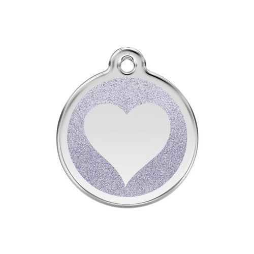 Red Dingo Glitter Heart Dog Tag, Enamel Pet Tag UK | Barks & Bunnies