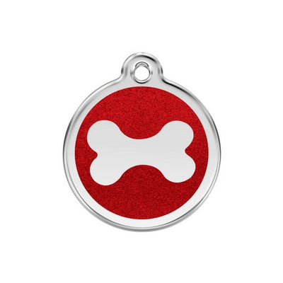 Red Dingo Glitter Bone Dog Tag, Enamel Pet Tag UK | Barks & Bunnies
