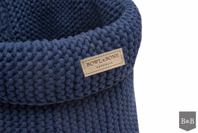 Bowl & Bone Republic Cotton Basket Navy, Dog Toy Storage | Barks & B..