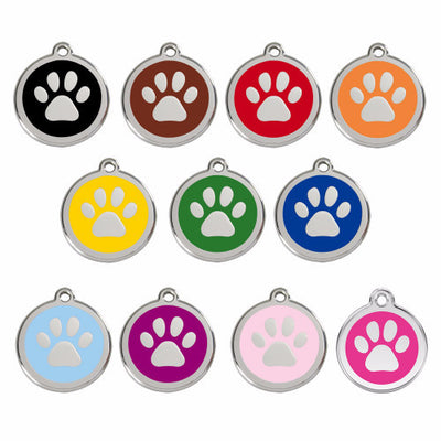 Red Dingo Paw Print Dog Tag, Enamel Pet ID Tag | Barks & Bunnies