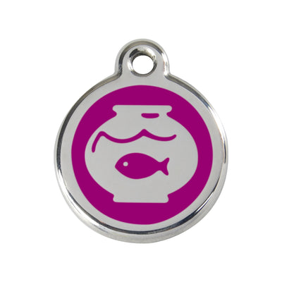 Red Dingo Fish Bowl Cat Tag, Enamel Pet Tag UK | Barks & Bunnies