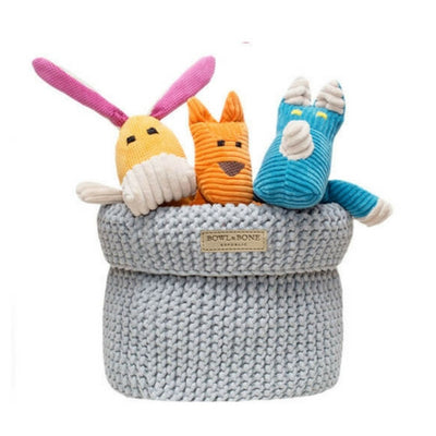 Bowl & Bone Republic Cotton Basket Grey, Dog Toy Storage | Barks & Bunnies