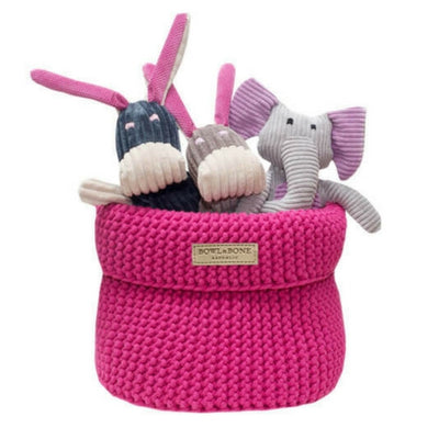 Bowl & Bone Republic Cotton Basket Pink, Dog Toy Storage | Barks & Bunnies