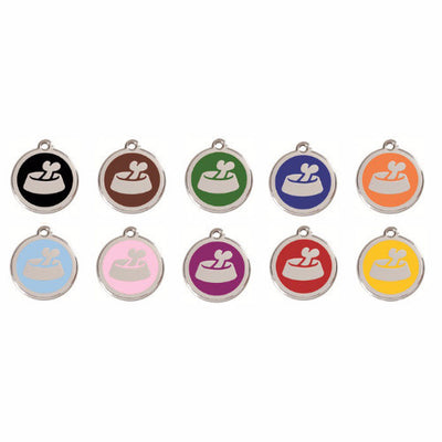 Red Dingo Bone in Bowl Dog Tag, Enamel Pet Tag UK | Barks & Bunnies