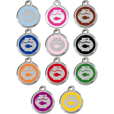 Red Dingo Fish Bowl Cat Tag, Enamel Pet Tag UK | Barks & Bunnies