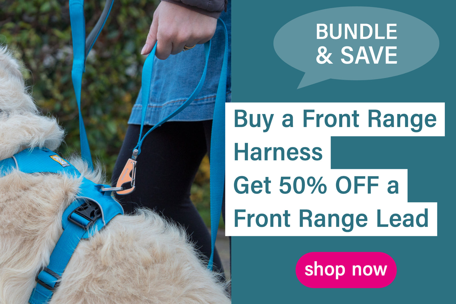 Half Price Front Range Lead with a Ruffwear Front Range Harness