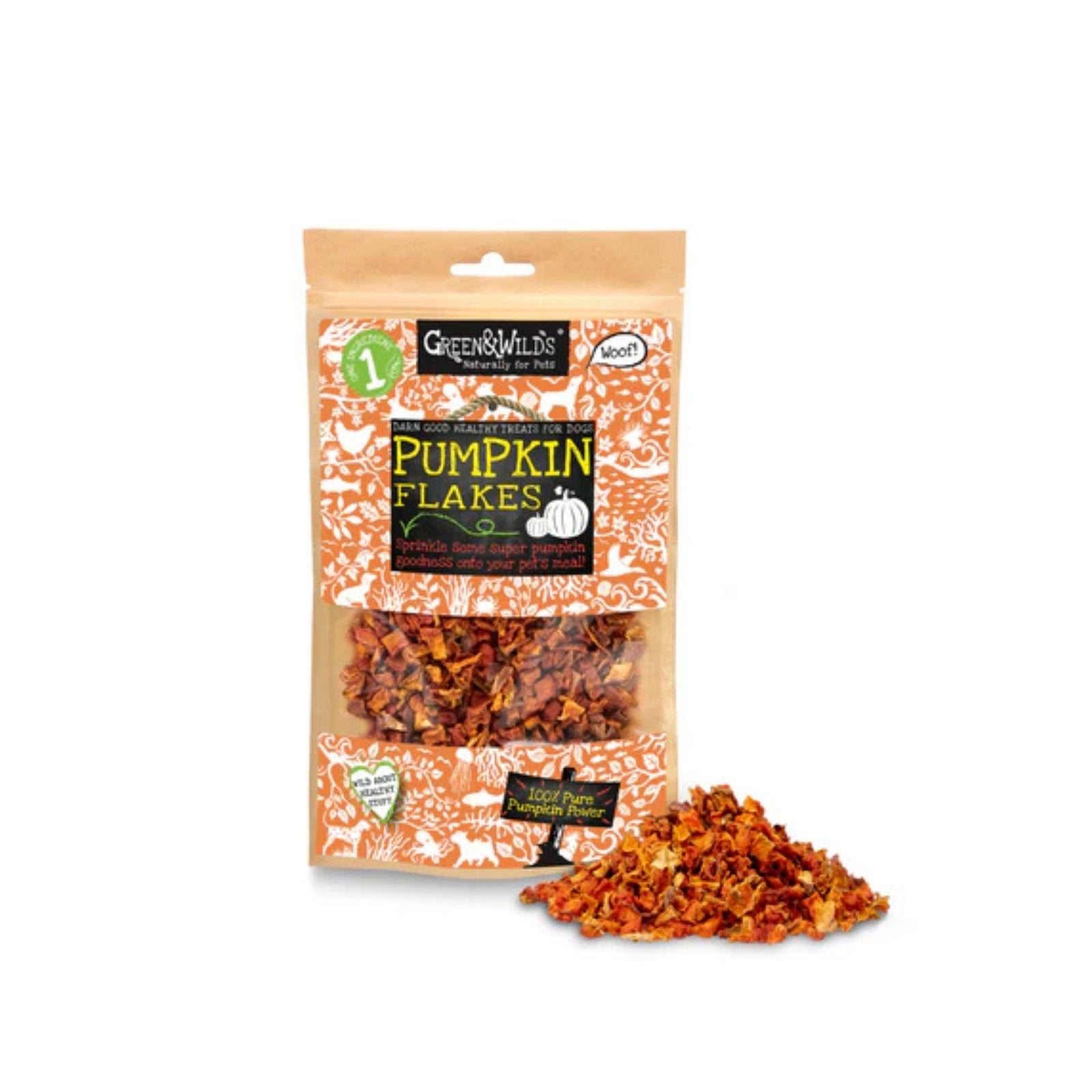 Green & Wilds Pumpkin Flakes Food Topper Dog Treats | Barks & Bunnies