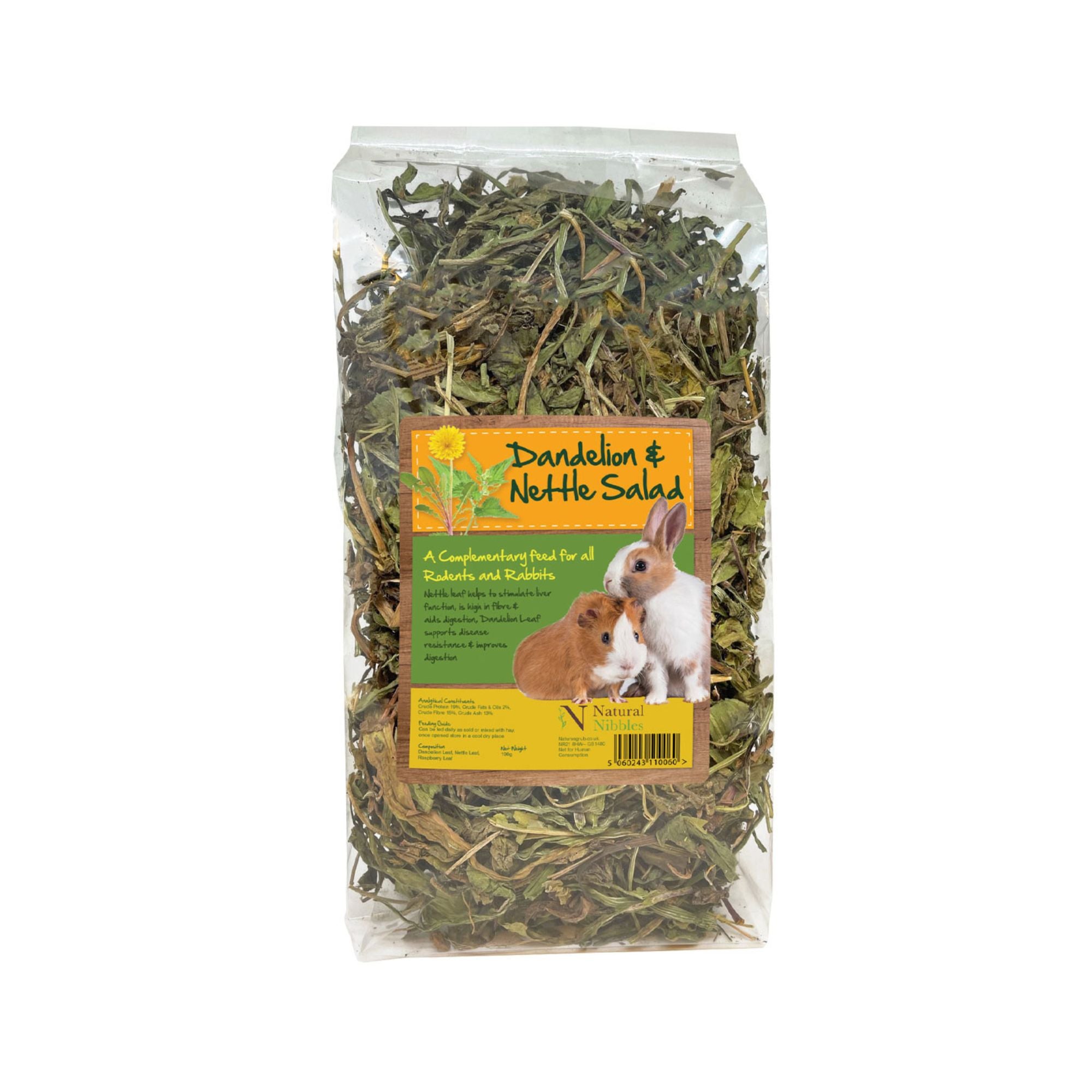 Natural Nibbles Dandelion & Nettle Salad Dried Herbs for Rabbits | Barks & Bunnies