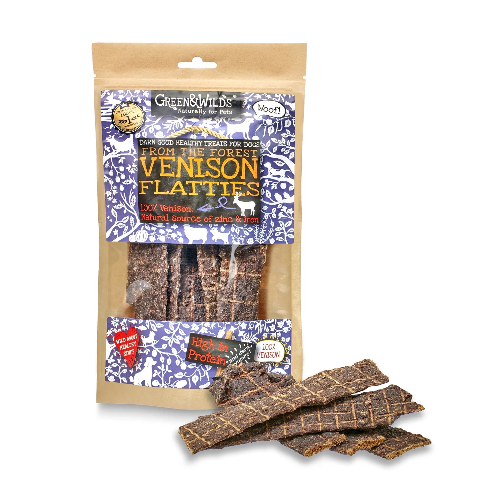 Green & Wilds Venison Flatties Dog Treats | Barks & Bunnies