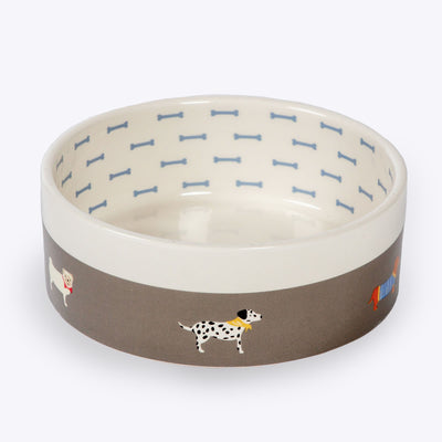 FatFace Marching Dogs Ceramic Pet Dog Bowl | Barks & Bunnies