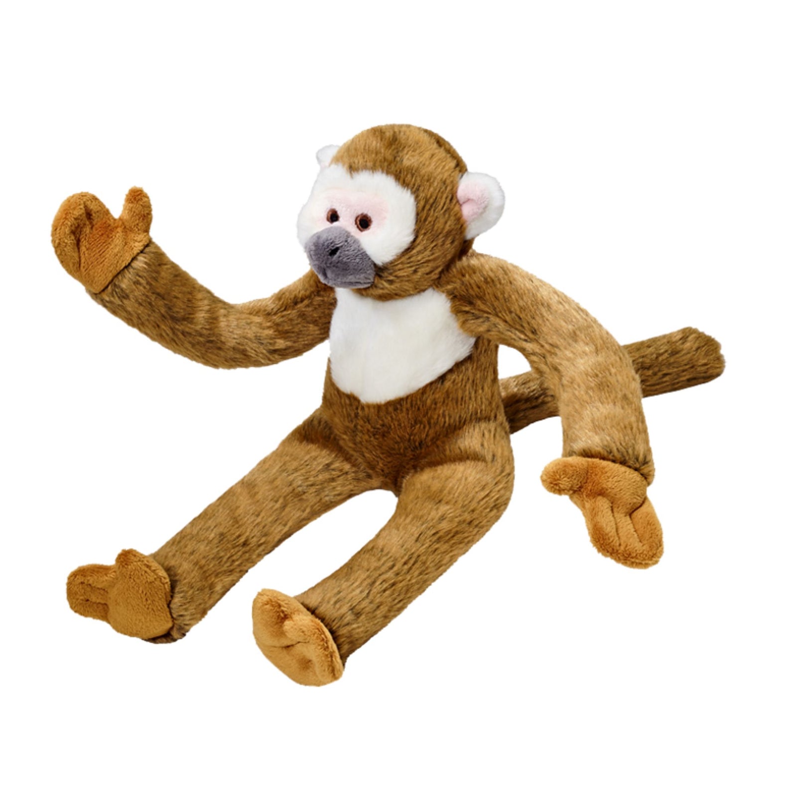 Fluff & Tuff Albert Squirrel Monkey brown plush dog toy on white background

