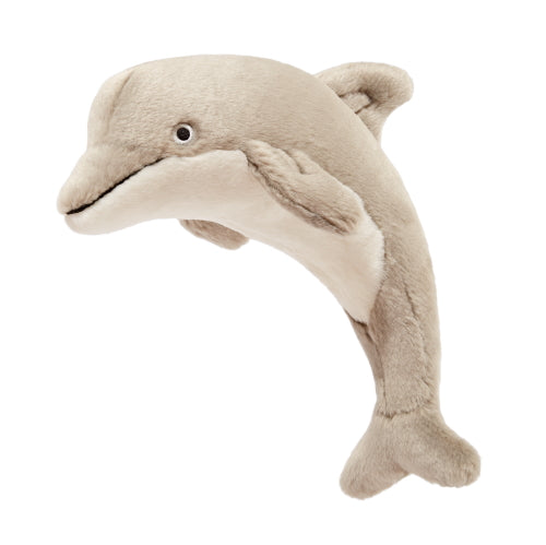 Fluff &amp; Tuff Danny Dolphin grey plush dog toy on white background