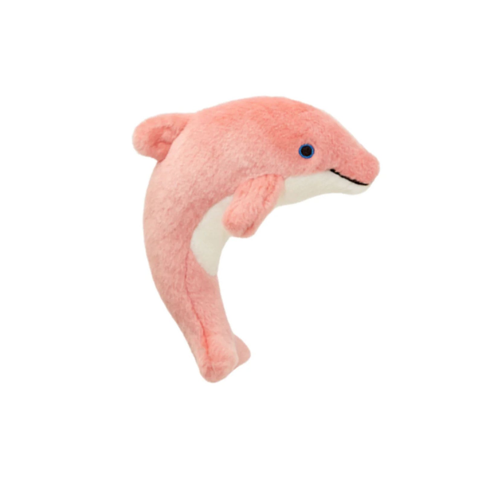 Fluff & Tuff Gisele Mini Dolphin extra small pink plush dog toy on white background
