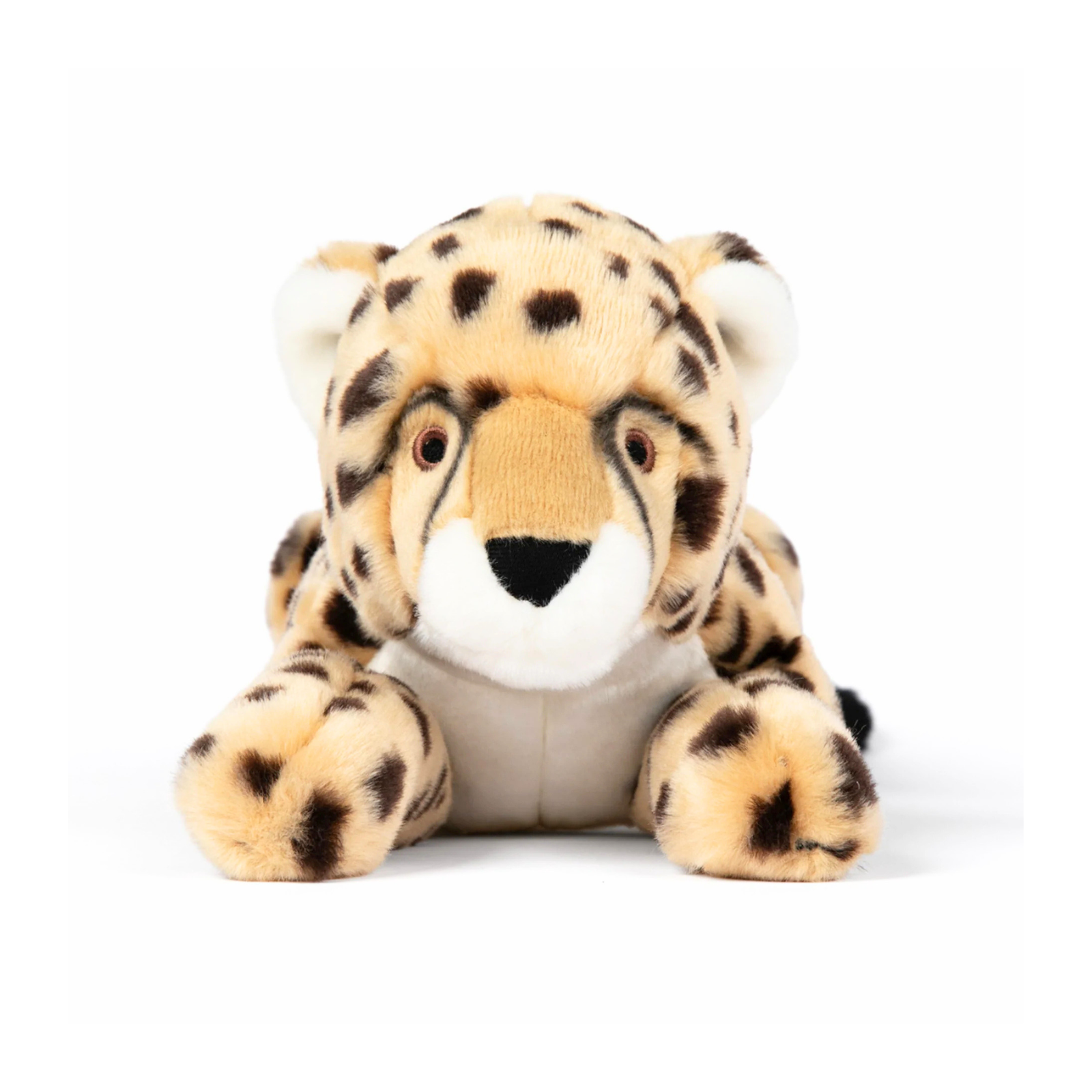 Fluff & Tuff Kali Cheetah extra large plush dog toy lying down on white background