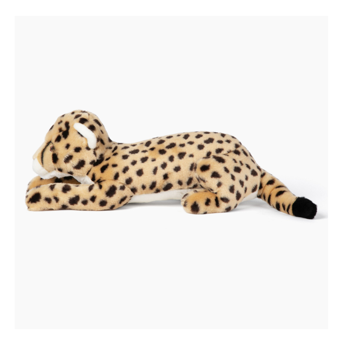 Fluff &amp; Tuff Kali Cheetah plush dog toy side view on white background