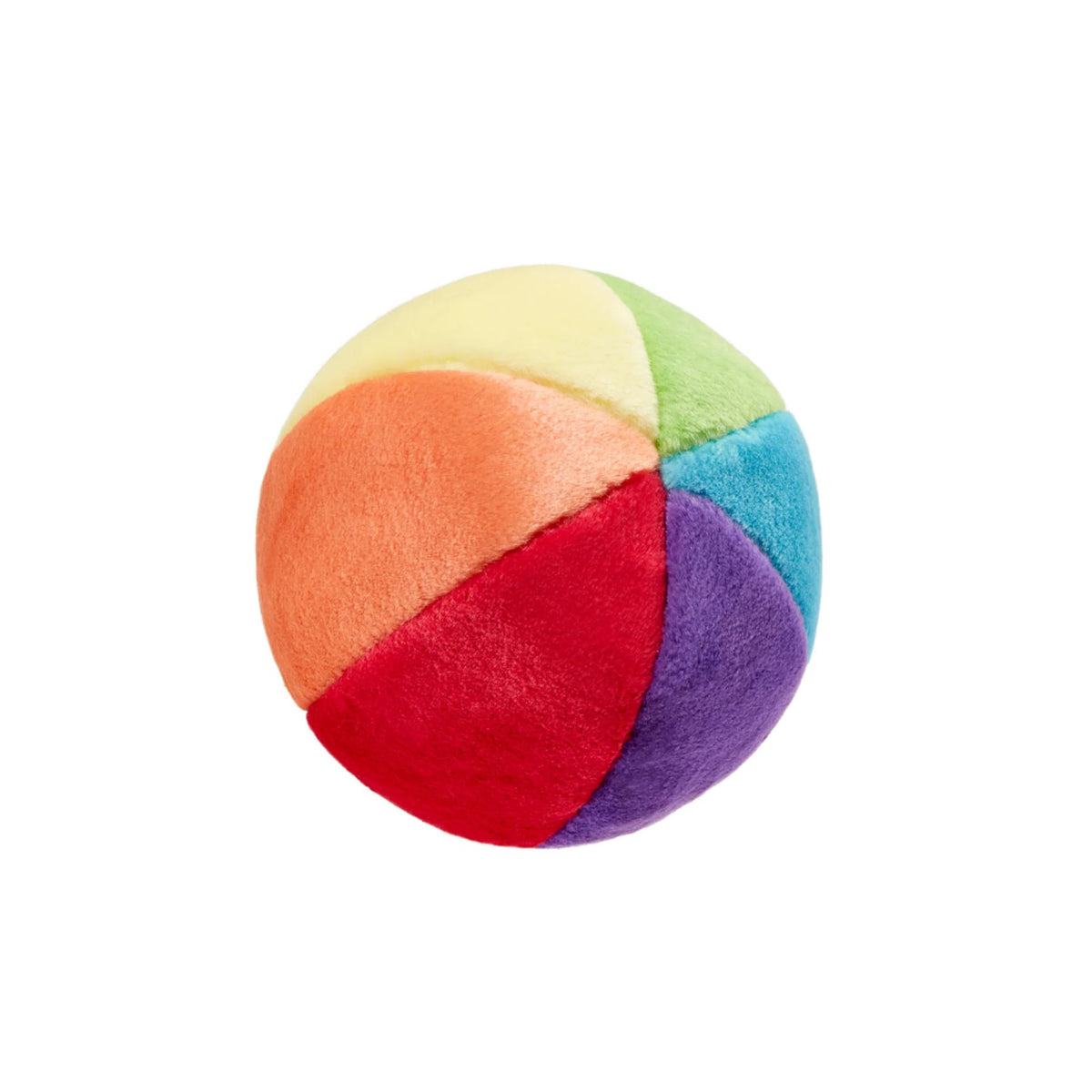 Fluff &amp; Tuff Mini Beach Ball colourful plush dog toy on white background