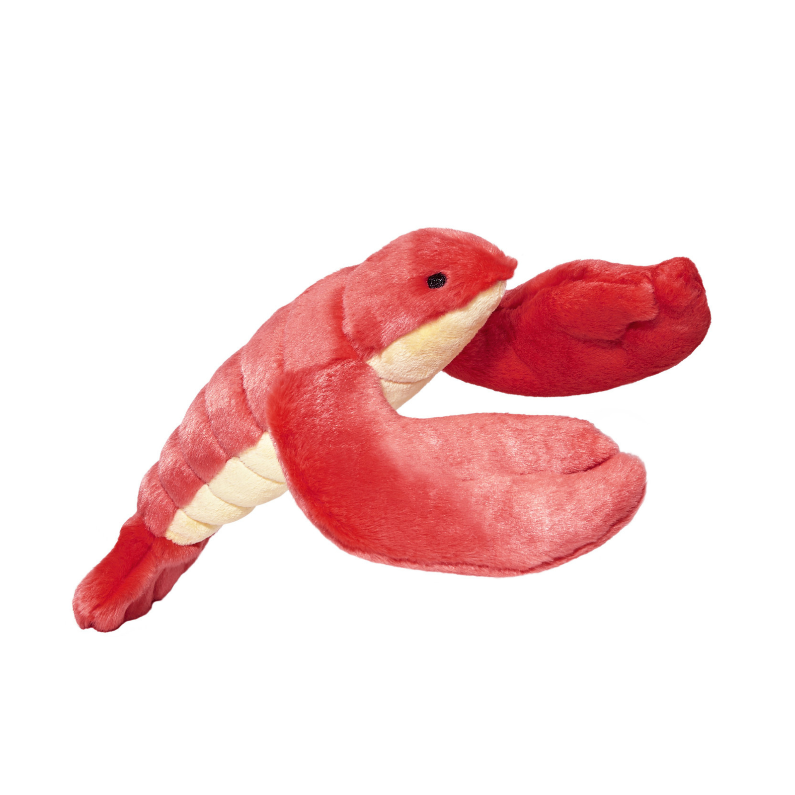 Fluff and Tuff Manny Lobster plush dog toy in red with cream belly and large claws on white background