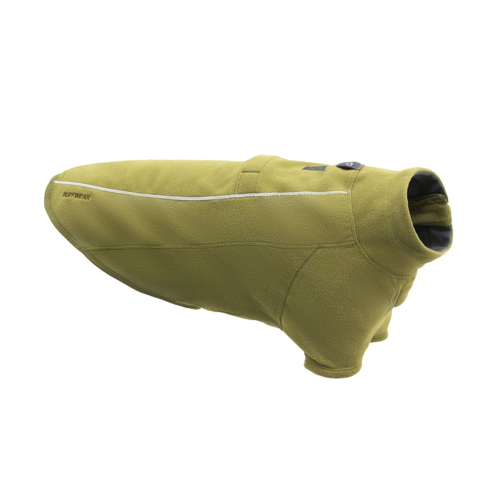 Ruffwear Climate Changer Fleece Jacket in Lichen, full product studio shot.