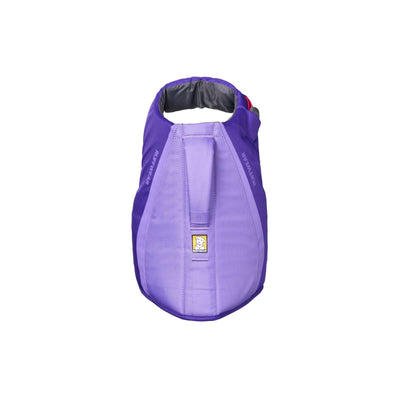 Ruffwear Float Coat dog life jacket in Purple Lily, back view showing handle and reflective trim