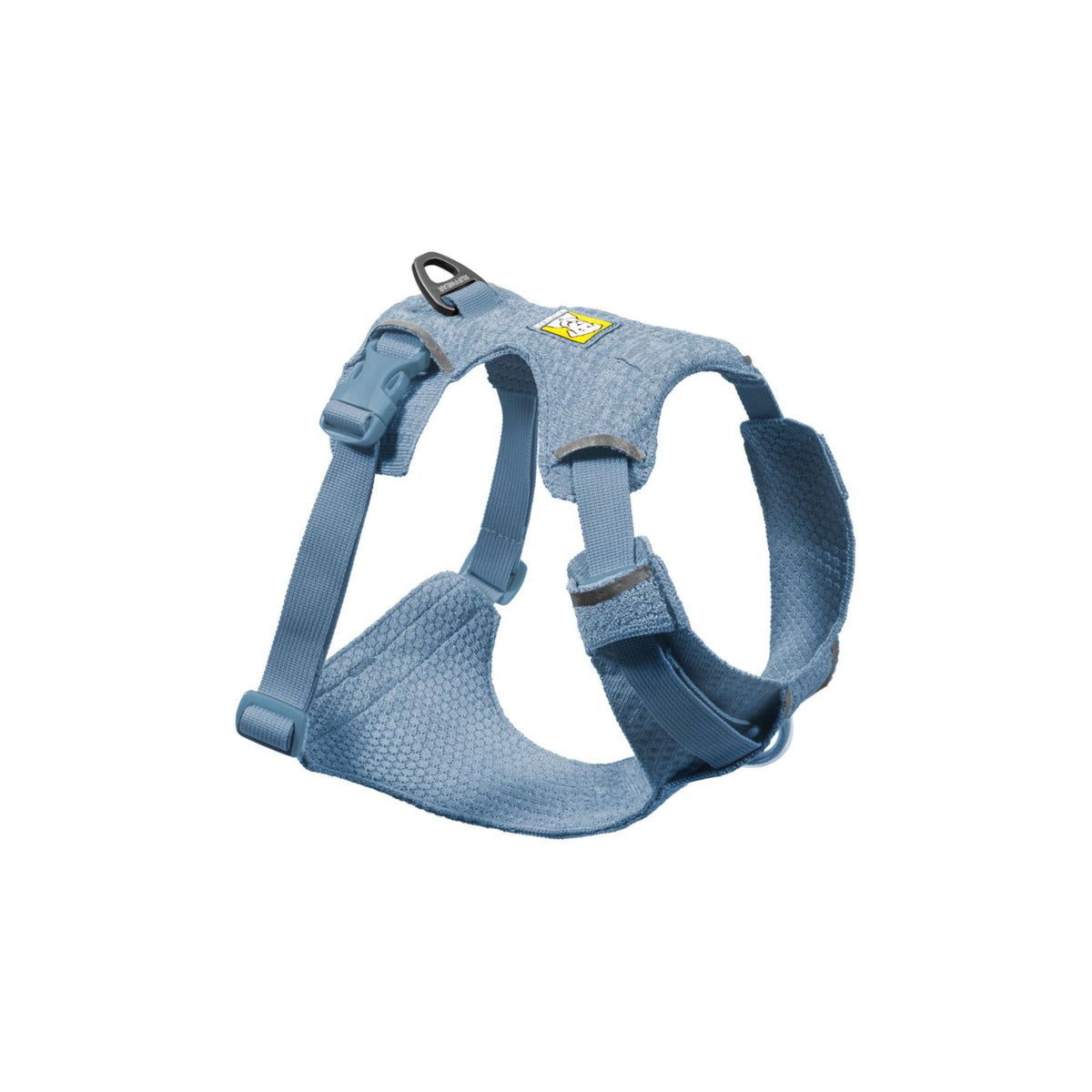 Ruffwear Front Range Flex Harness in  Polar Blue, showing engineered knit construction and aluminium V-ring, product shot on white background