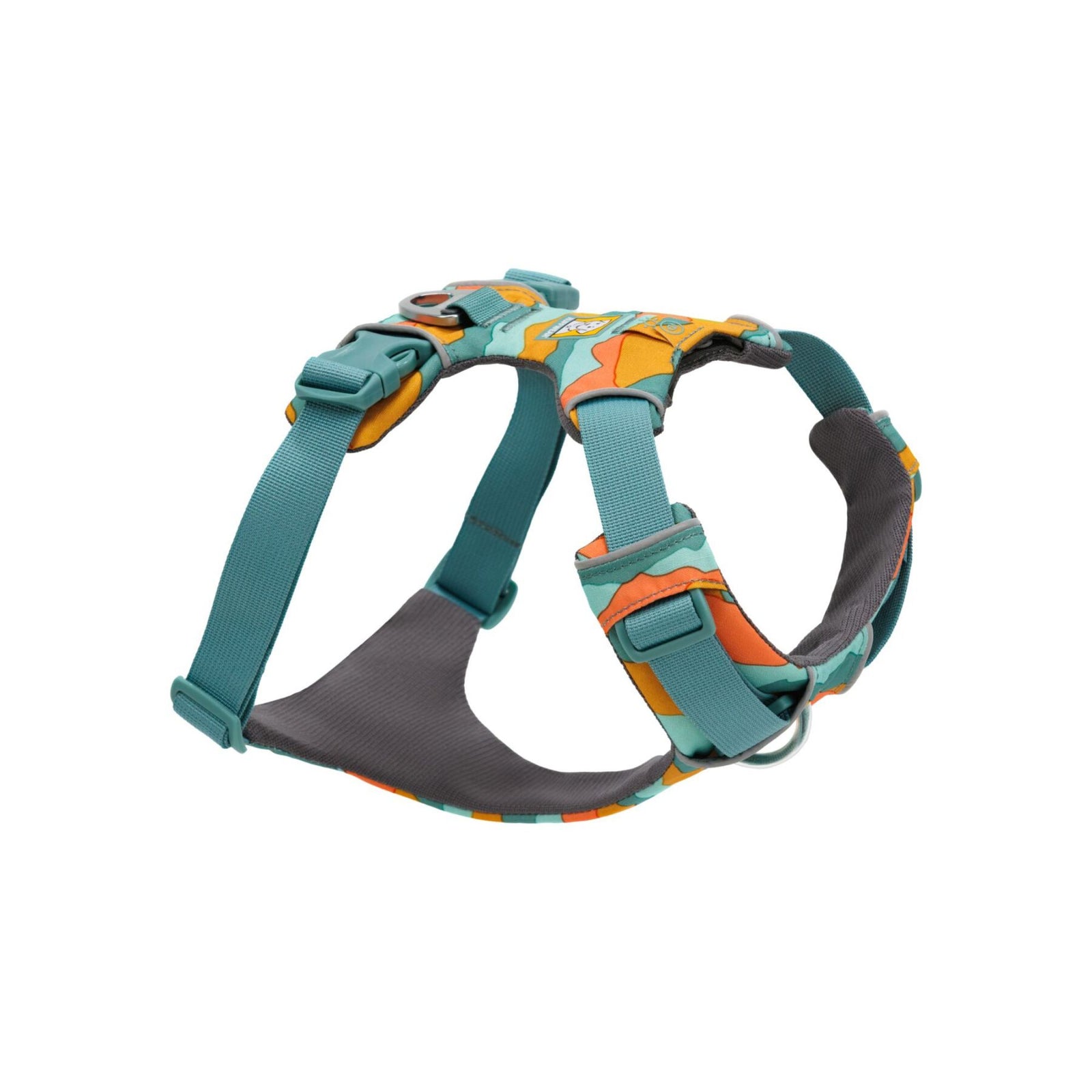 Ruffwear Front Range Harness in Blaze Orange shown from the front on a white background