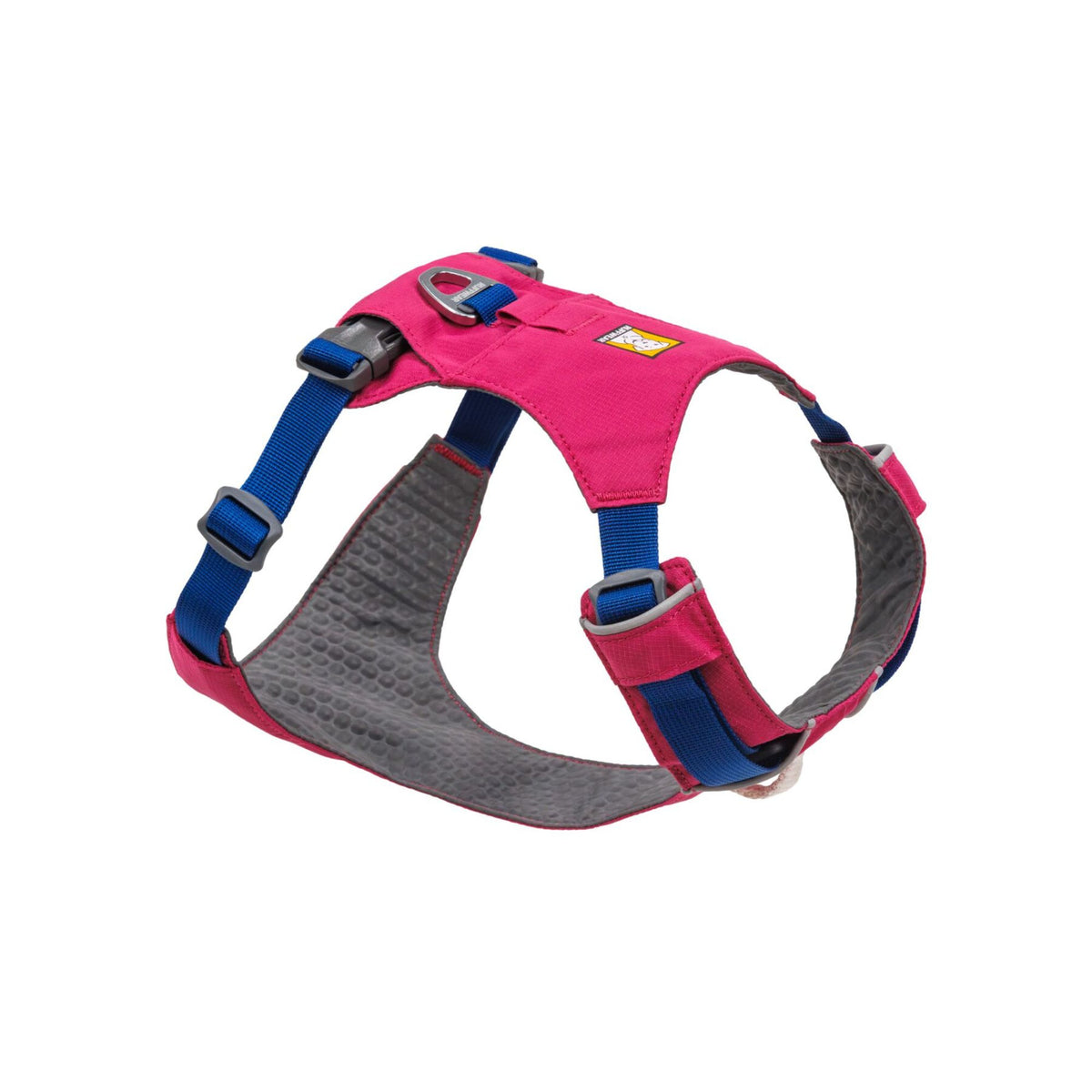 Ruffwear Hi &amp; Light dog harness in Alpenglow Pink, front three-quarter view on white background