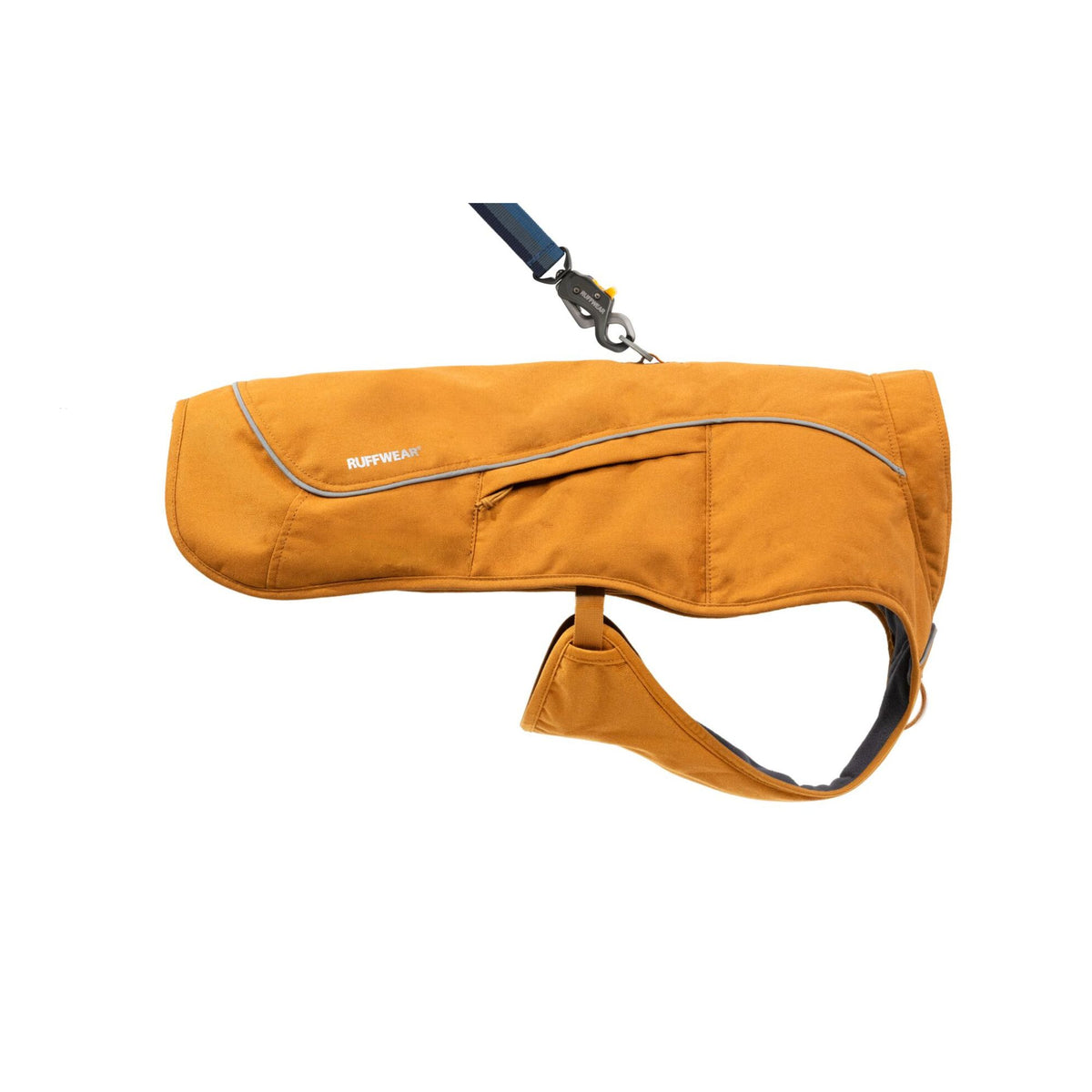 Ruffwear Overcoat Fuse dog harness vest in Brown Bear, back view showing aluminium V-ring leash attachment point