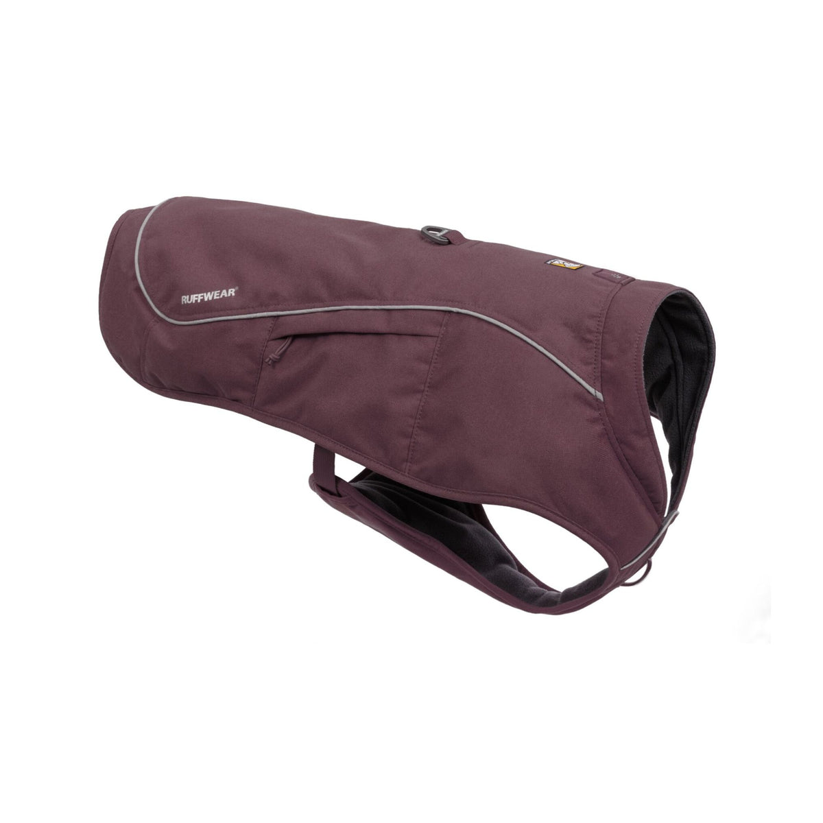 Ruffwear Overcoat Fuse insulated dog harness vest in Purple Umber — warm winter dog coat with integrated harness for cold weather walks