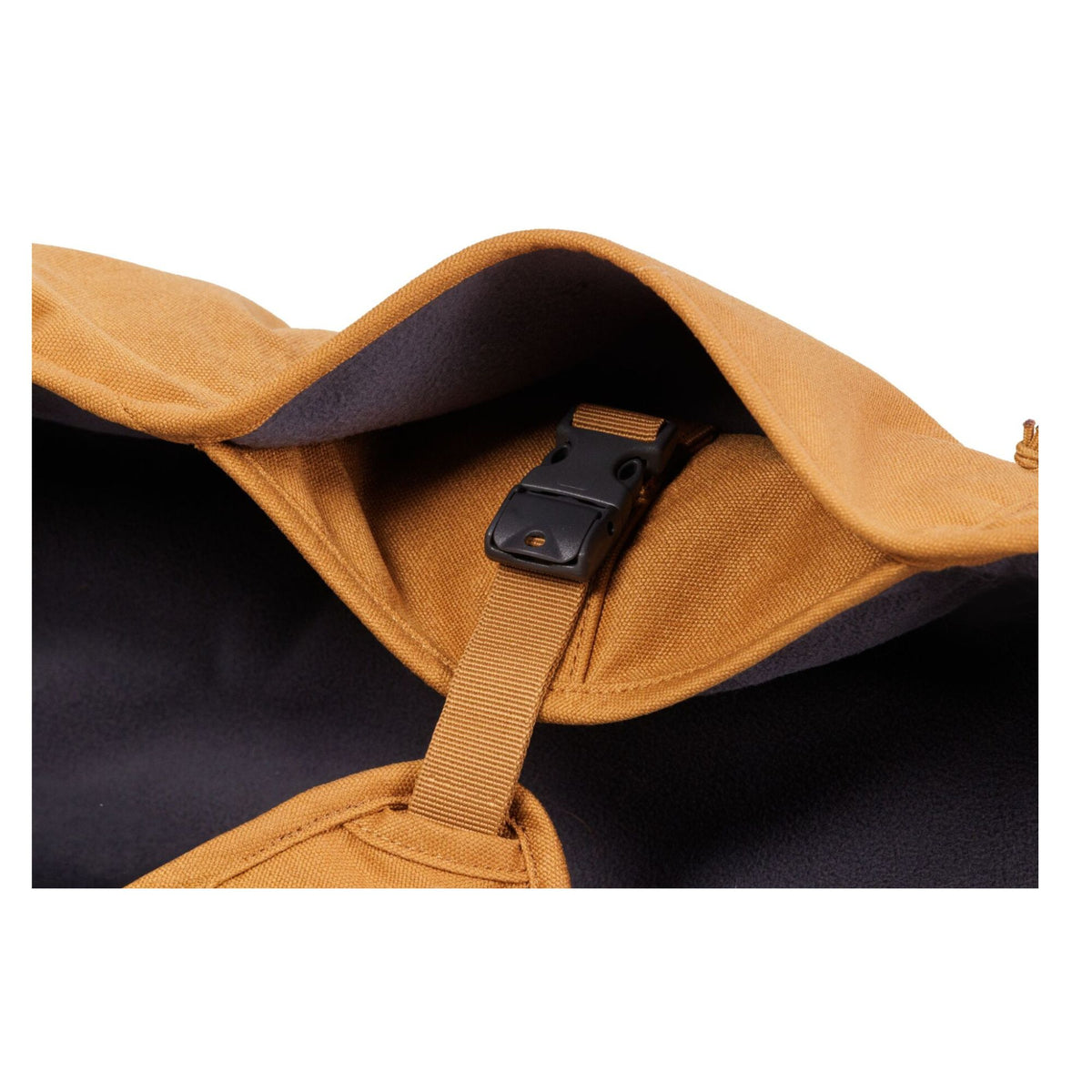 Ruffwear Overcoat Fuse dog vest, close-up of side-release buckle and built-in harness webbing