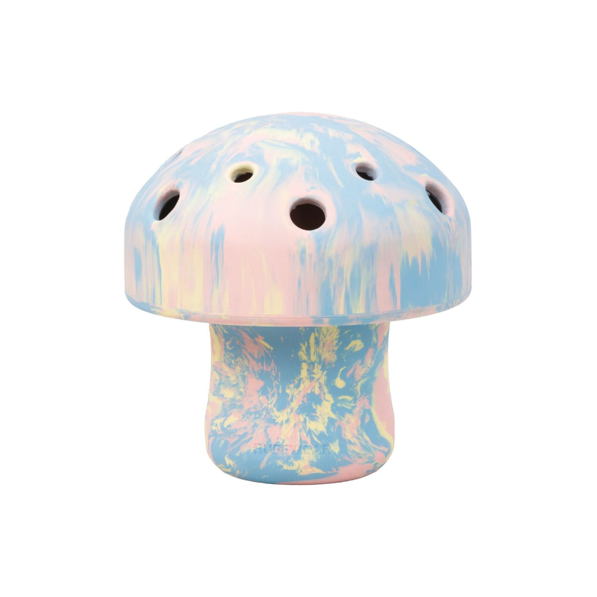 Ruffwear Porcini enrichment toy in Blue Prism - mushroom-shaped natural latex rubber slow feeder dog toy, cap and stem design shown on white background