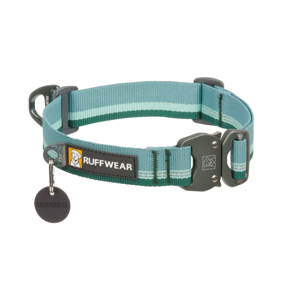 Ruffwear Top Rope Dog Collar in River Rock Green on white background