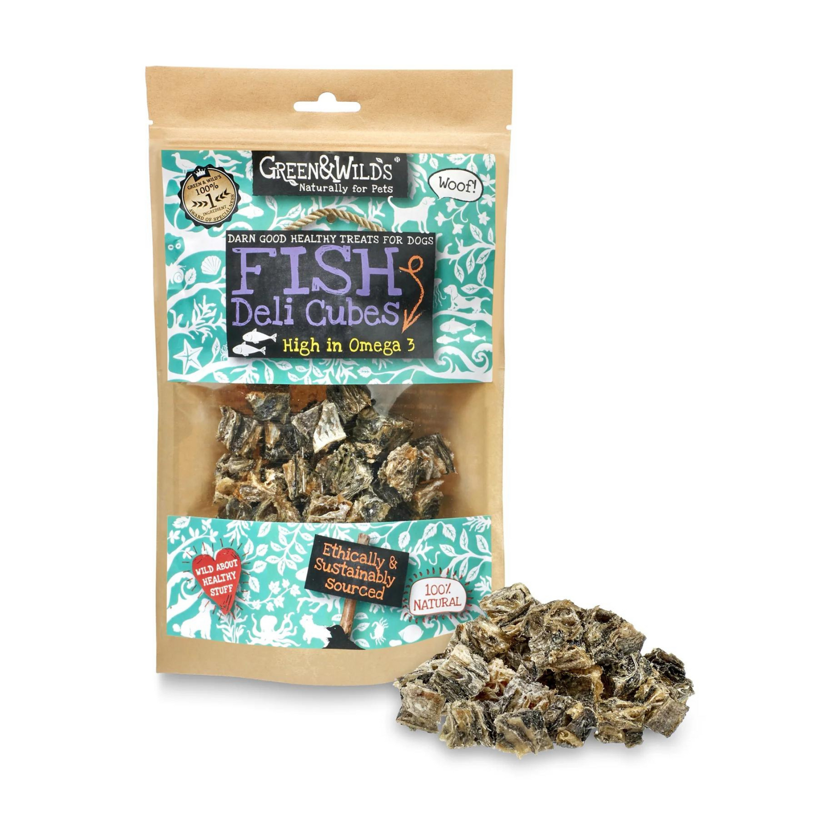 Green & Wilds Deli Fish Cubes, Fish Skin Dog Treats | Barks & Bunnies