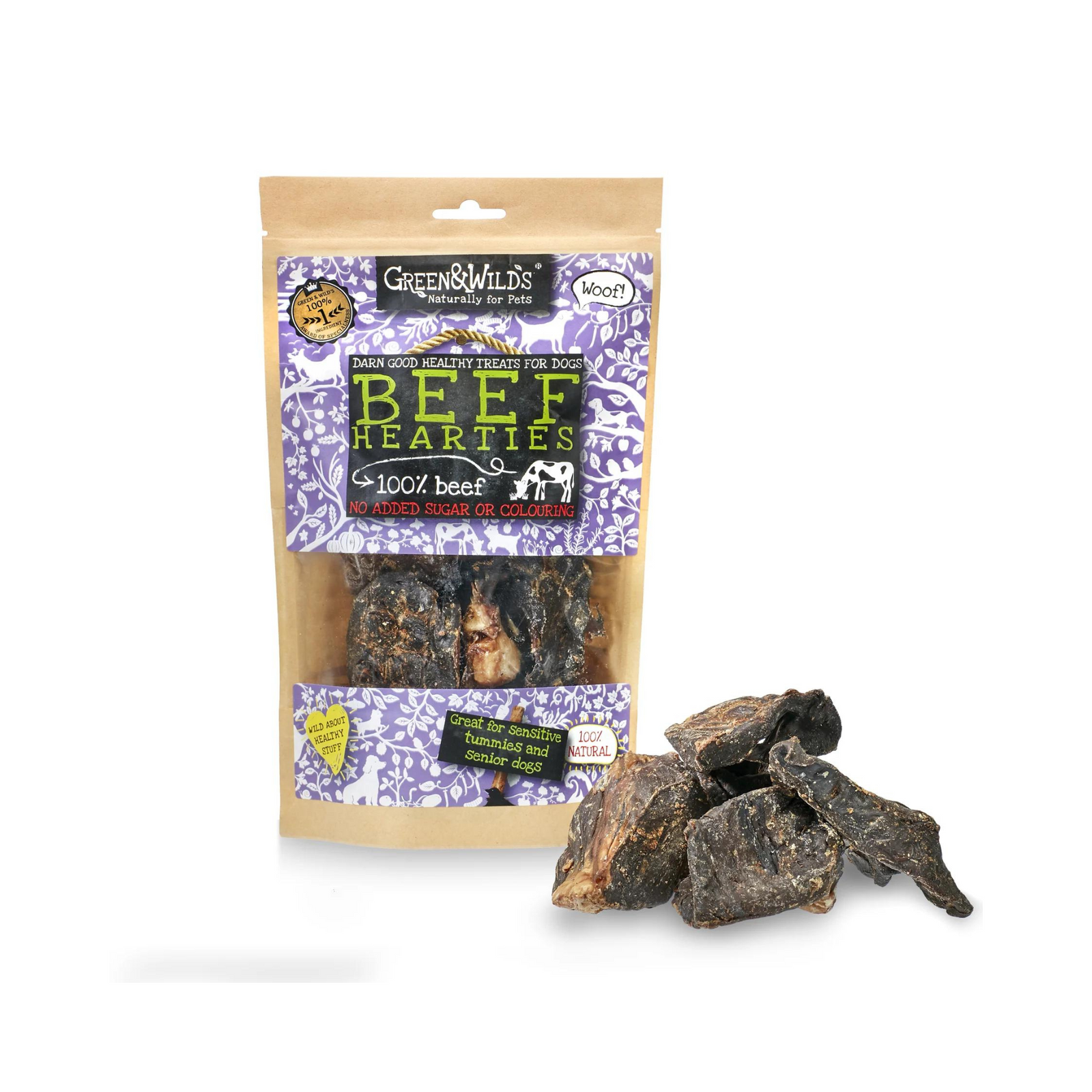 Green & Wilds Beef Hearties, Dog Treats for Sensitive Stomachs | Barks & Bunnies