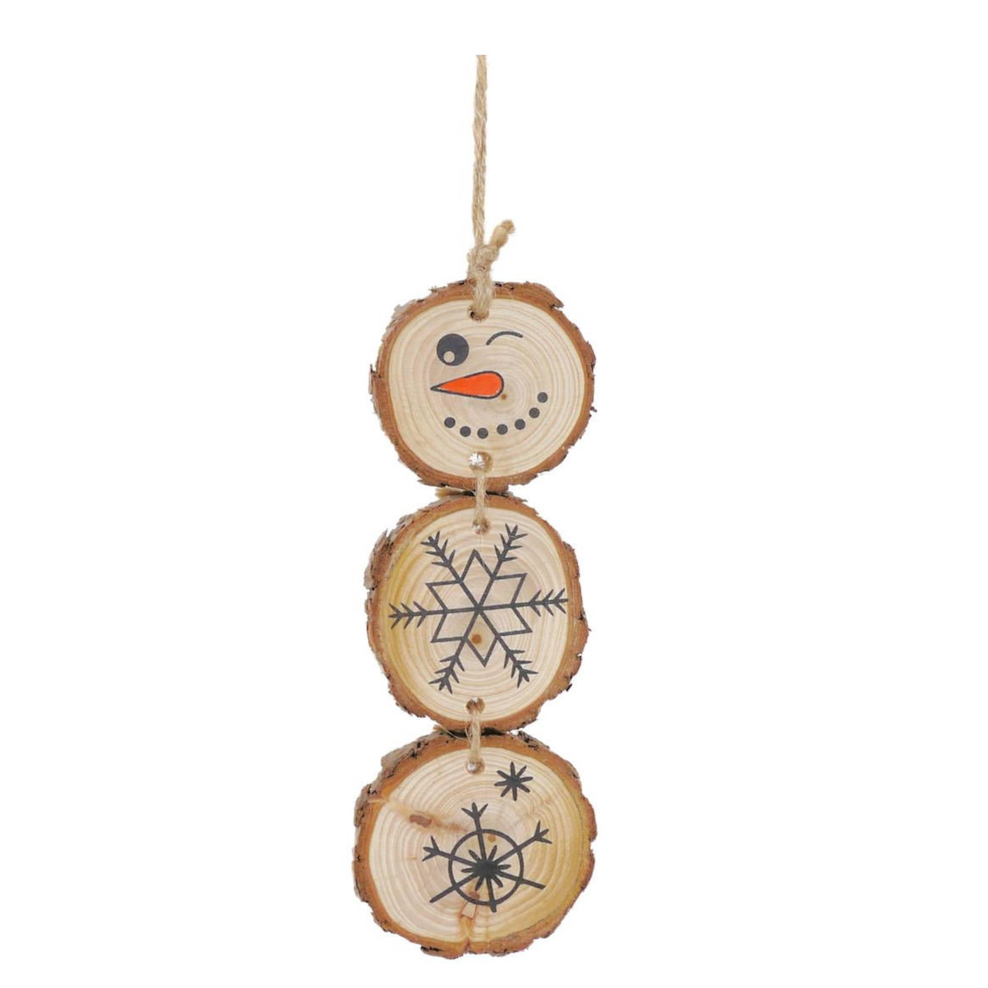 Rosewood Log Slice Snowman Gnaw Christmas Toy for Rabbits | Barks & Bunnies