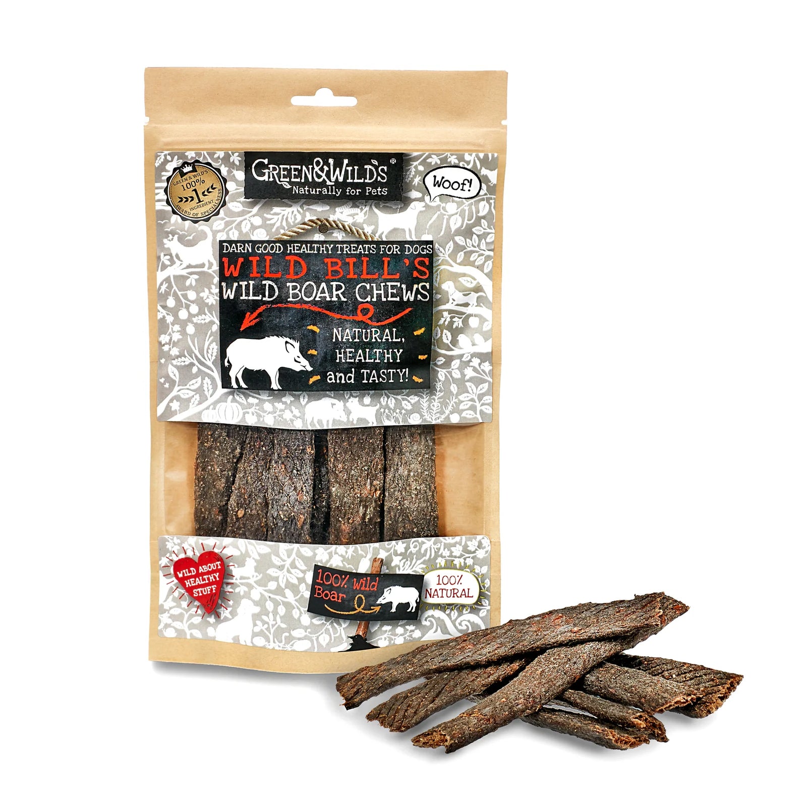 Green & Wilds Wild Boar Chews Dog Treats | Barks & Bunnies
