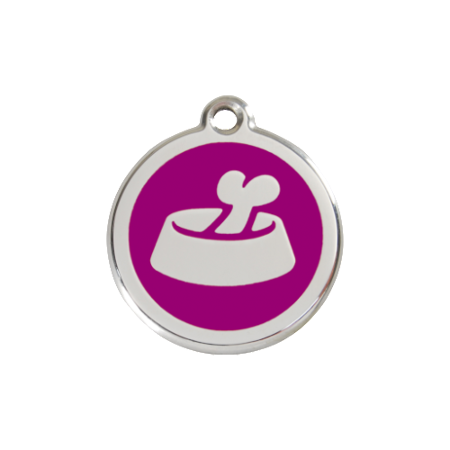 Red Dingo Bone in Bowl Dog Tag, Enamel Pet Tag UK | Barks & Bunnies