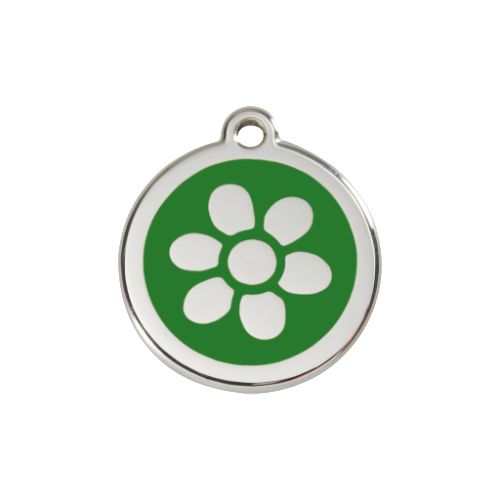 Red Dingo Flower Dog Tag, Enamel & Stainless Steel | Barks & Bunnies