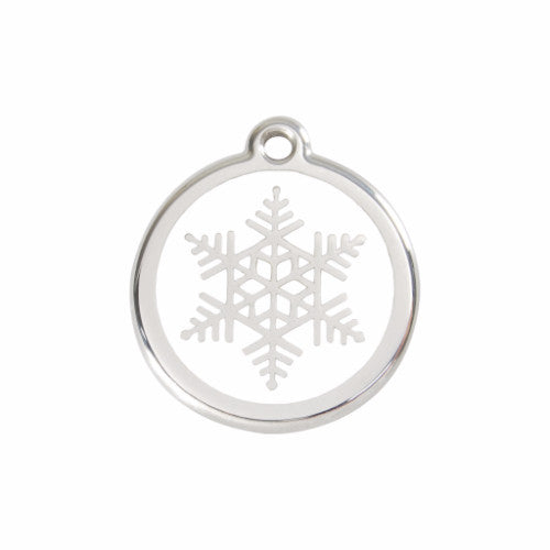 Red Dingo Snowflake Dog ID Tag, Enamel & Stainless Steel | Barks & Bun...