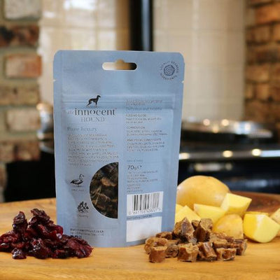 The Innocent Hound Sliced Duck & Cranberry Sausages | Barks & Bunnies