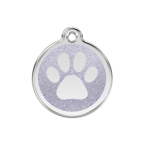 Red Dingo Glitter Paw Print Dog Tag, Enamel Pet Tag UK | Barks &amp; Bu...